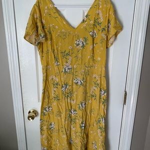 Old Navy yellow floral mid length dress